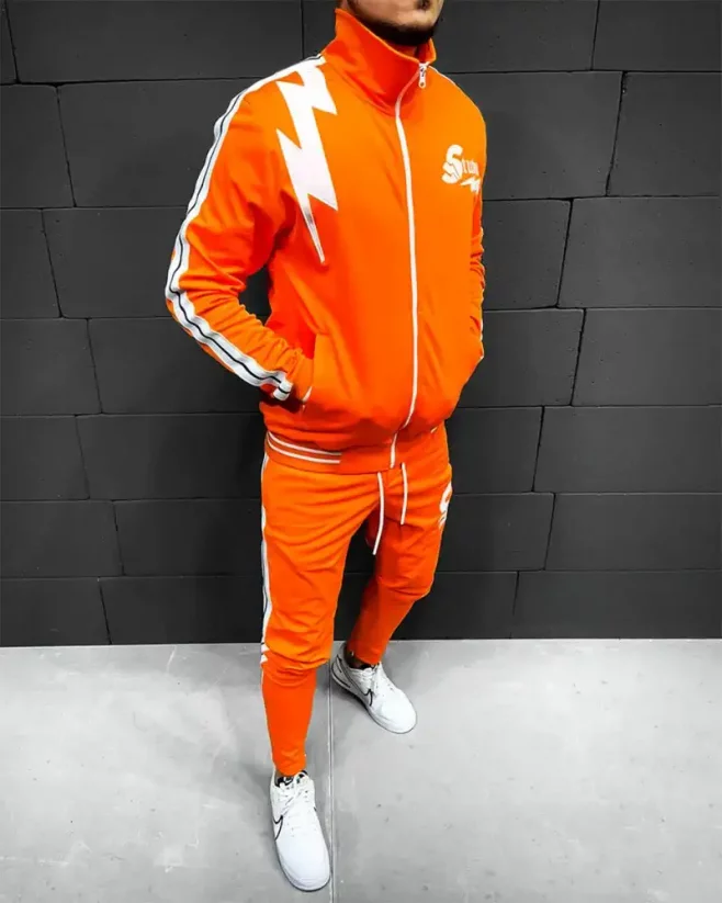 Stylish men's tracksuit orange 2Y Premium Flash - Size: M