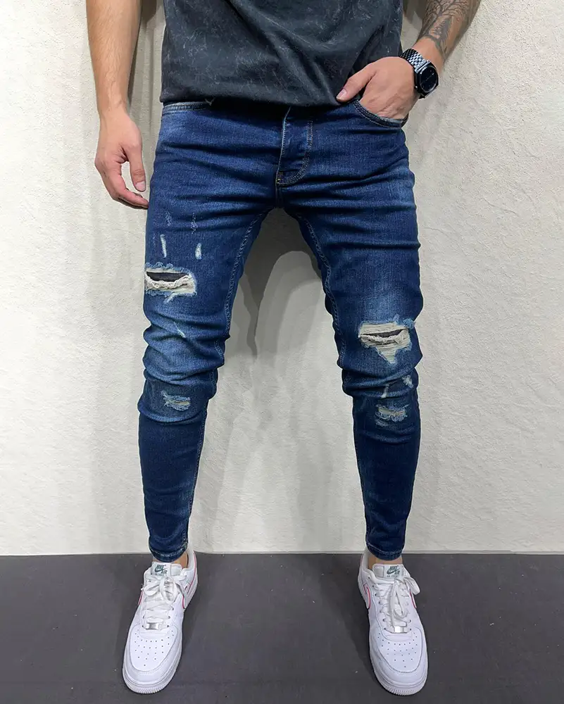 Simple damage sale jeans