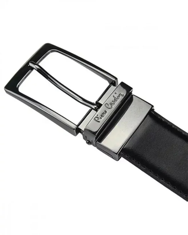 Double-sided men's leather belt Pierre Cardin FWJX5 black-brown