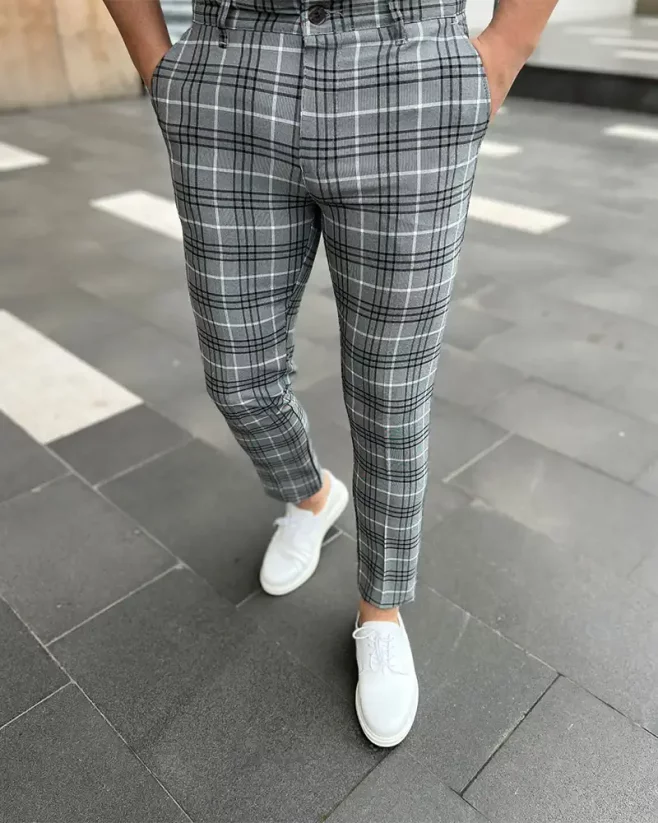 Sivé pánske elegantné nohavice DJP36