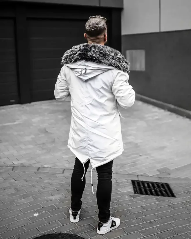 Štýlová pánska zimná bunda parka biela OJ Legend