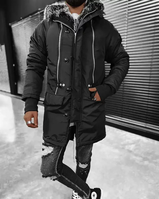 Stylish men's winter jacket parka black OJ Legend