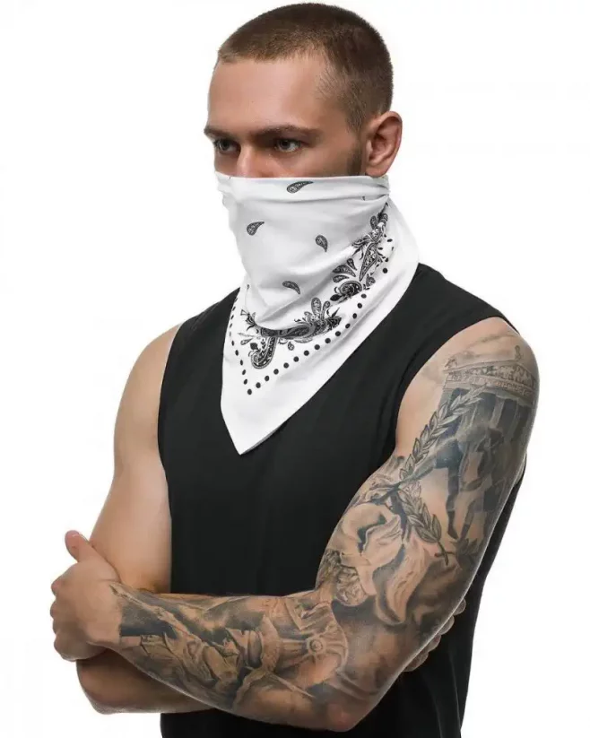 Men's bandana scarf white O BND101 - Size: Univerzálna