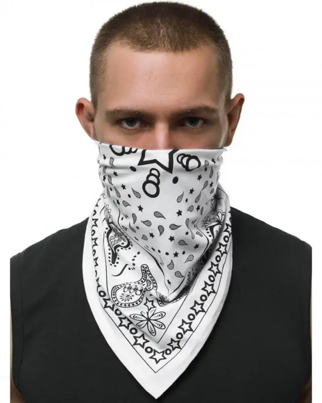 Men's bandana scarf white O BND109 - Size: Univerzálna