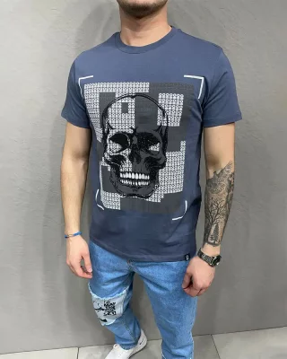 Modré pánské triko 2Y Premium Skull
