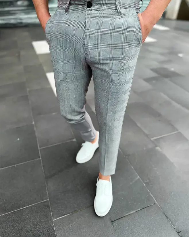 Elegantné pánske nohavice sivé DJP59