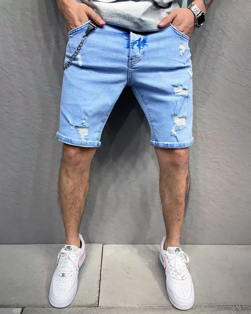 Light blue denim shorts mens store