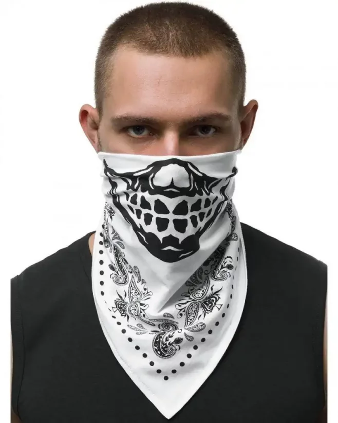 Men's bandana scarf white O BND105 - Size: Univerzálna