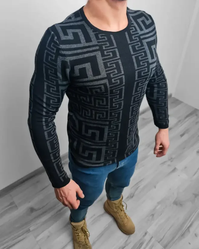 Čierno-šedý pánsky sveter so vzorom LAGOS North