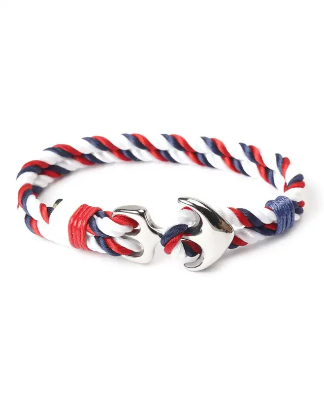 Men's double bracelet with silver anchor - Size: Univerzálna