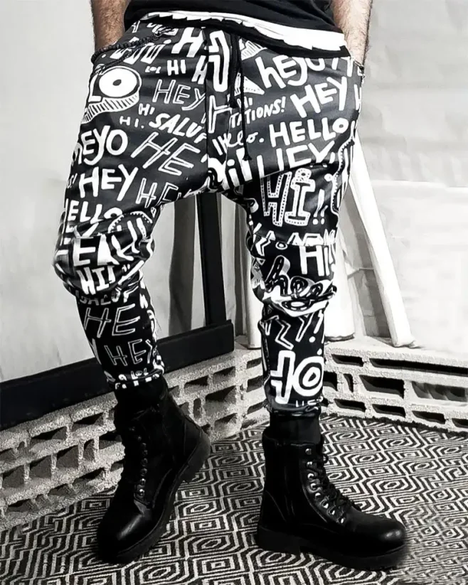 Men's jogger pants black OT SS Hello - Size: S
