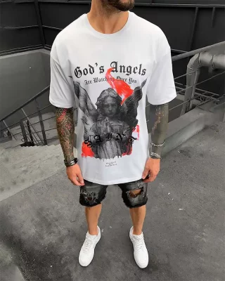 Men's white T-shirt Black Island Angel