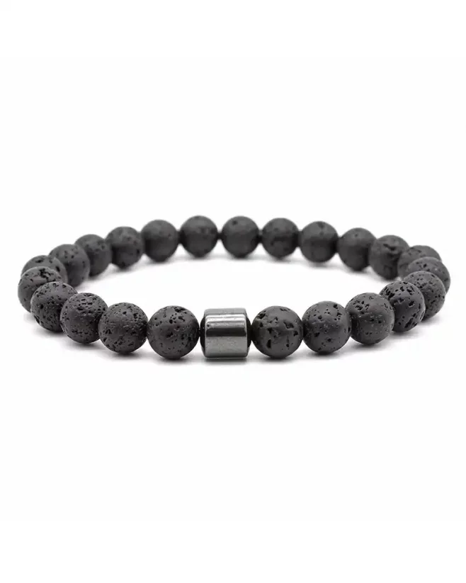 Men's magnetic bracelet with lava stones
