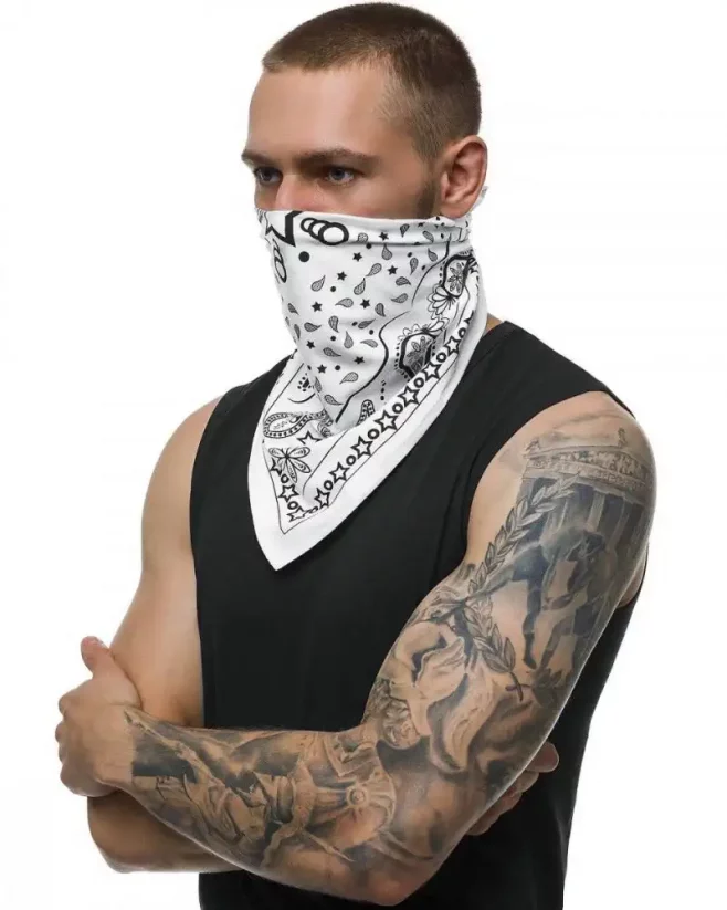 Men's bandana scarf white O BND109 - Size: Univerzálna