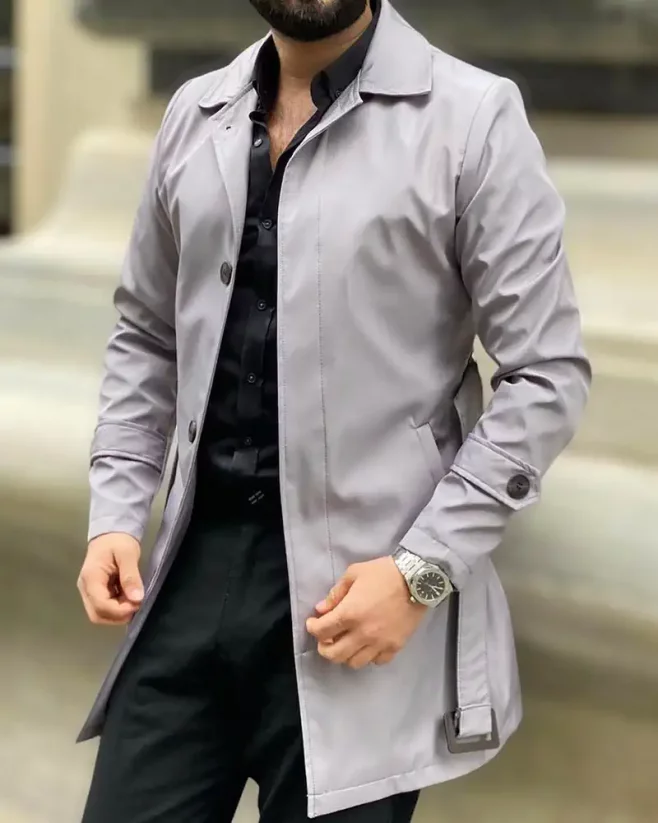Elegantní pánský plášť šedý DJP21