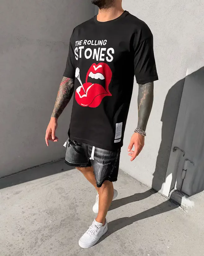Men's black T-shirt Black Island Rolling Stones