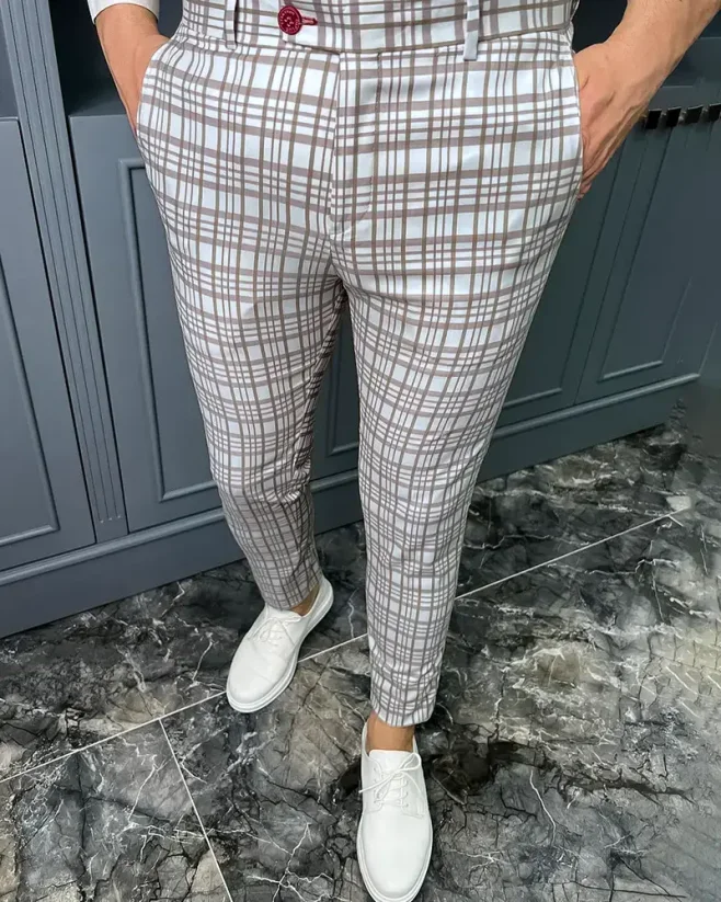 Luxury men's checkered pants white DJPE25 Exclusive