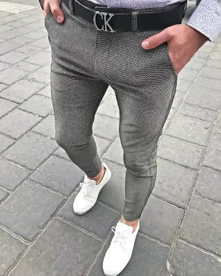 Elegant men's trousers grey DJP88