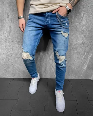 Men's blue torn jeans 2Y Premium Memory