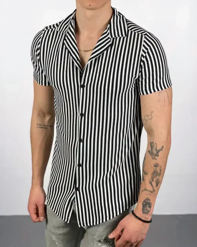 Black and white men's Lagos shirt - Size: XL