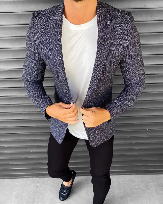 Elegant men's jacket HQ050 blue
