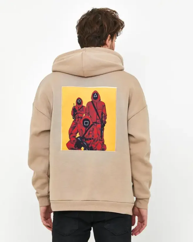 Beige men's hooded sweatshirt Squid Game - Size: XL