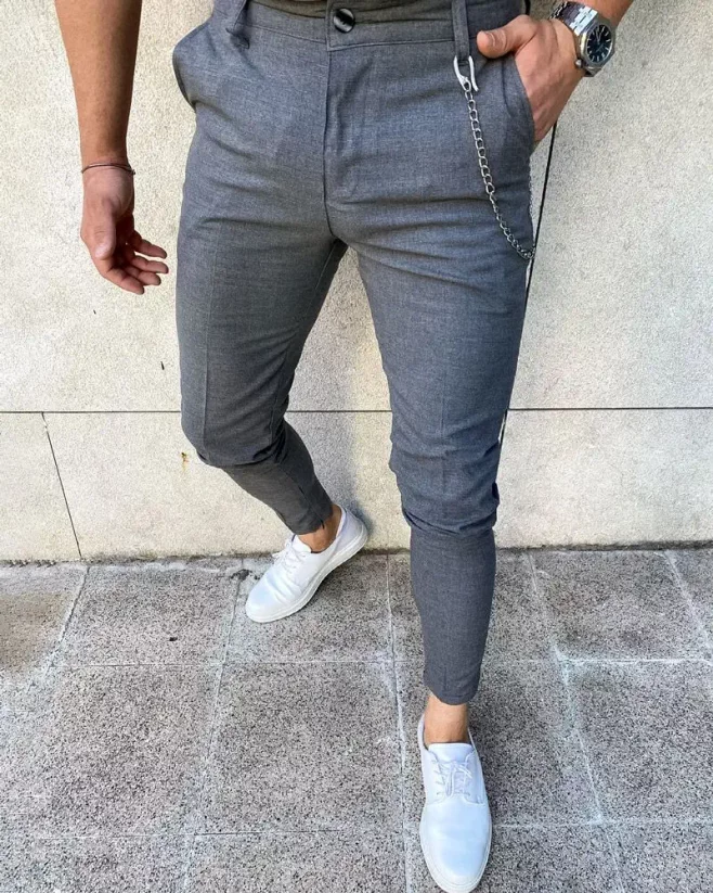 Pánské elegantní SKINNY kalhoty šedé DJP27