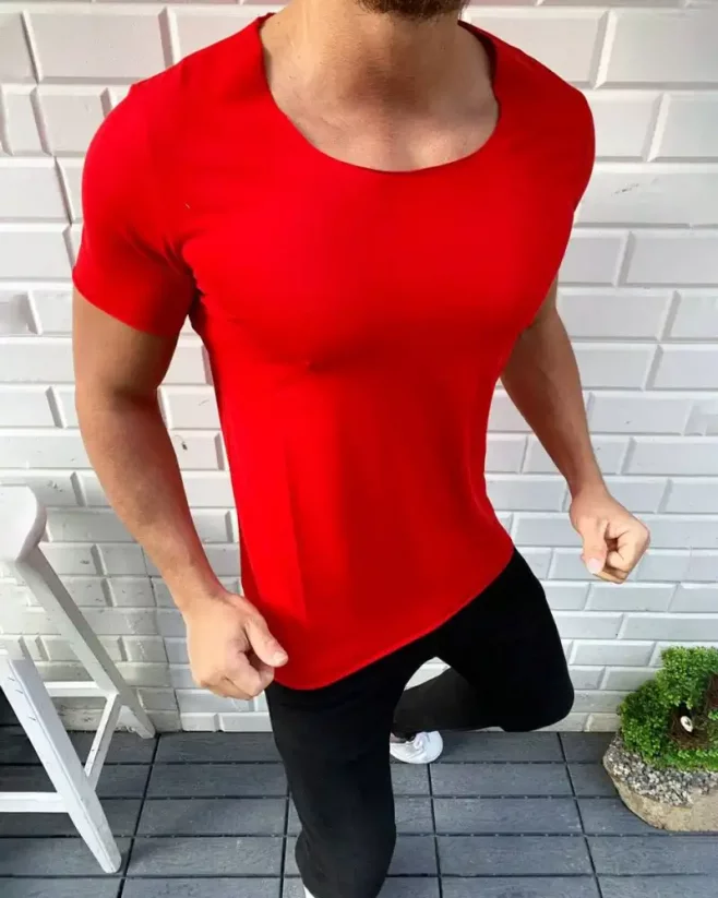 Jednoduché červené pánské tričko Lagos - Velikost: S