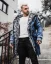 Rifľová pánska zimná bunda parka modrá OJ Denim