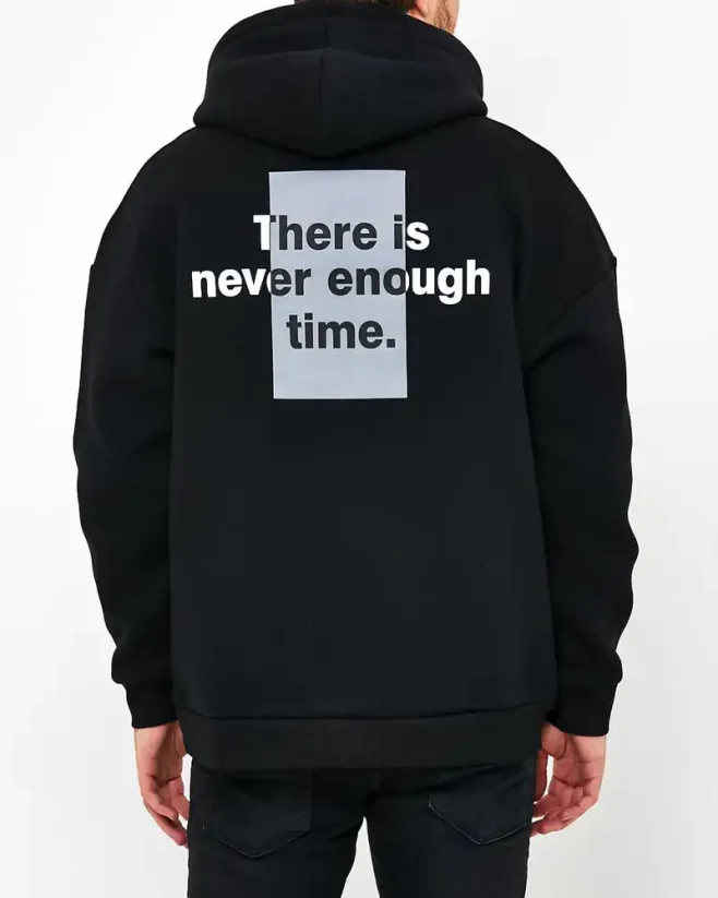 Black men's hooded sweatshirt Time - Size: S