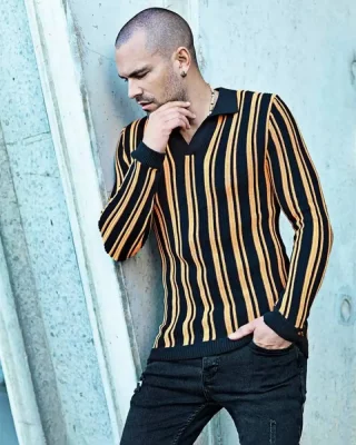 Trendy black-orange men's sweater LAGOS 2423