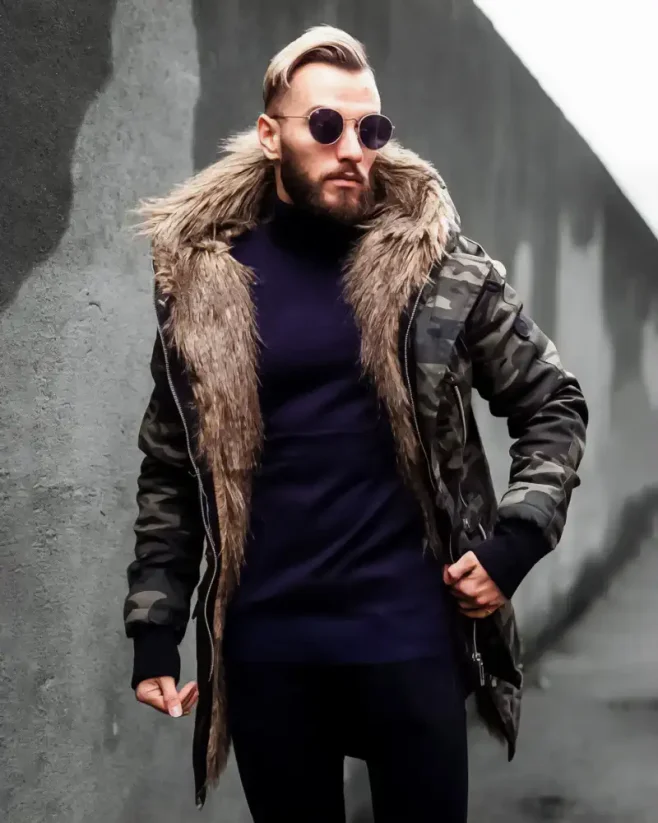 Maskáčová pánska zimná bunda parka zelená OJ Legend - Veľkosť: S