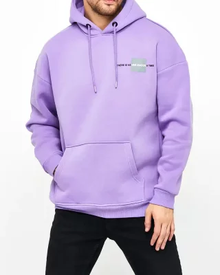 Purple men's hooded sweatshirt Time