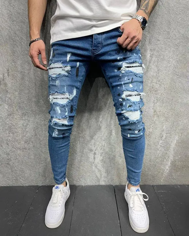 Pánské roztrhané džíny modré 2Y Premium West