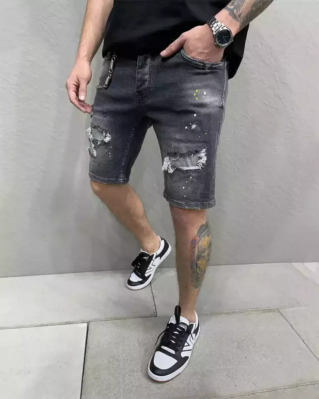 Šedé pánske rifľové kraťasy 2Y Premium Wonder - Veľkosť: 31