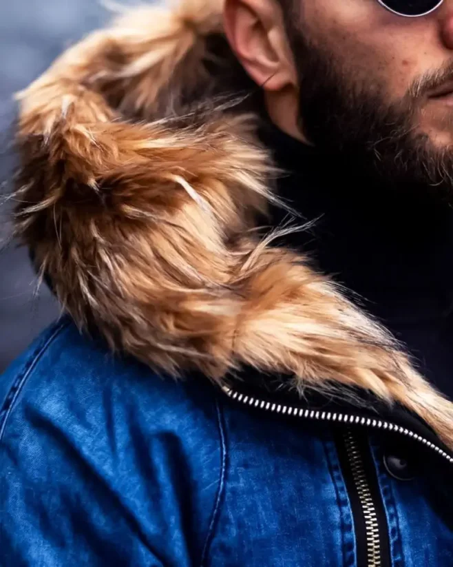 Winter men's denim jacket blue OJ Denim