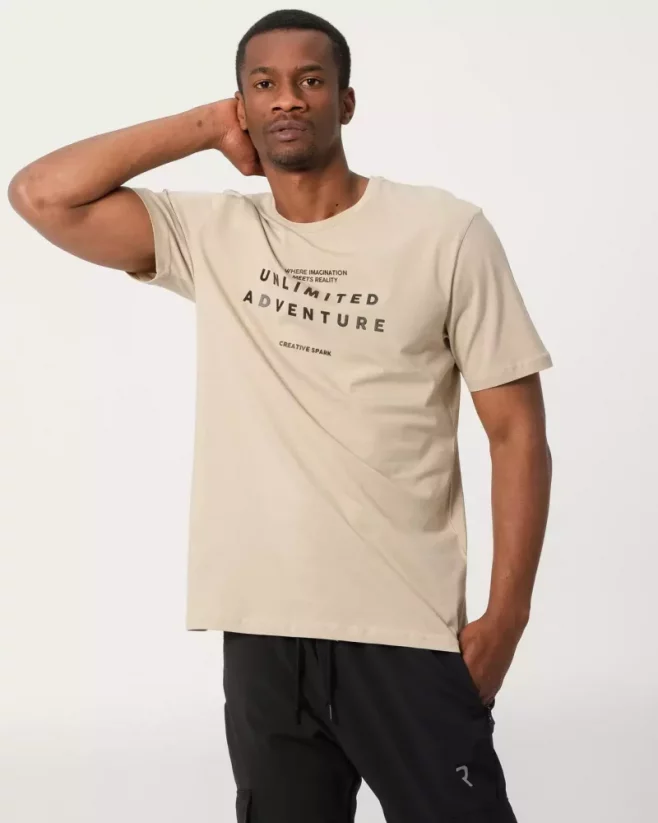 Beige men's t-shirt Adventure - Size: XXL