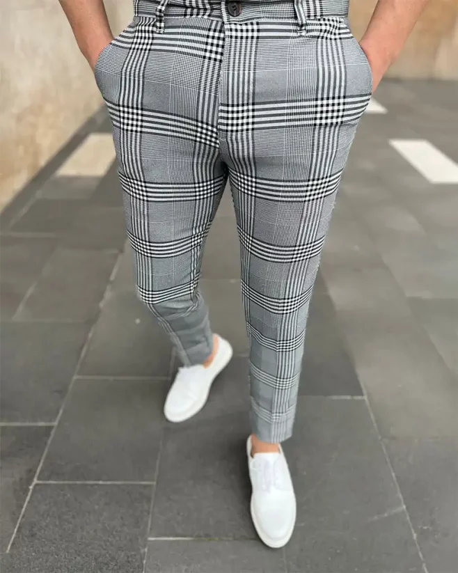 Elegantní pánské kárované kalhoty DJP32