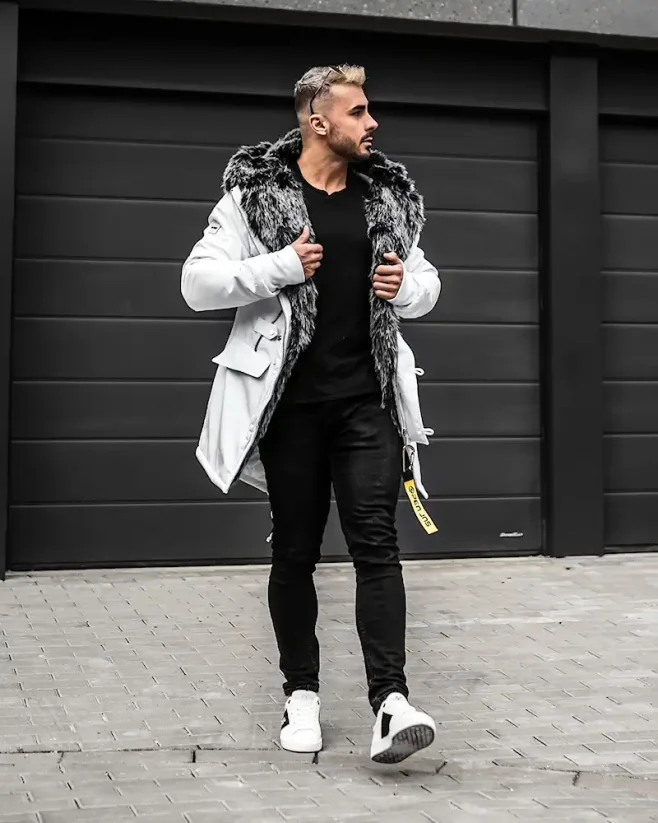 Štýlová pánska zimná bunda parka biela OJ Legend