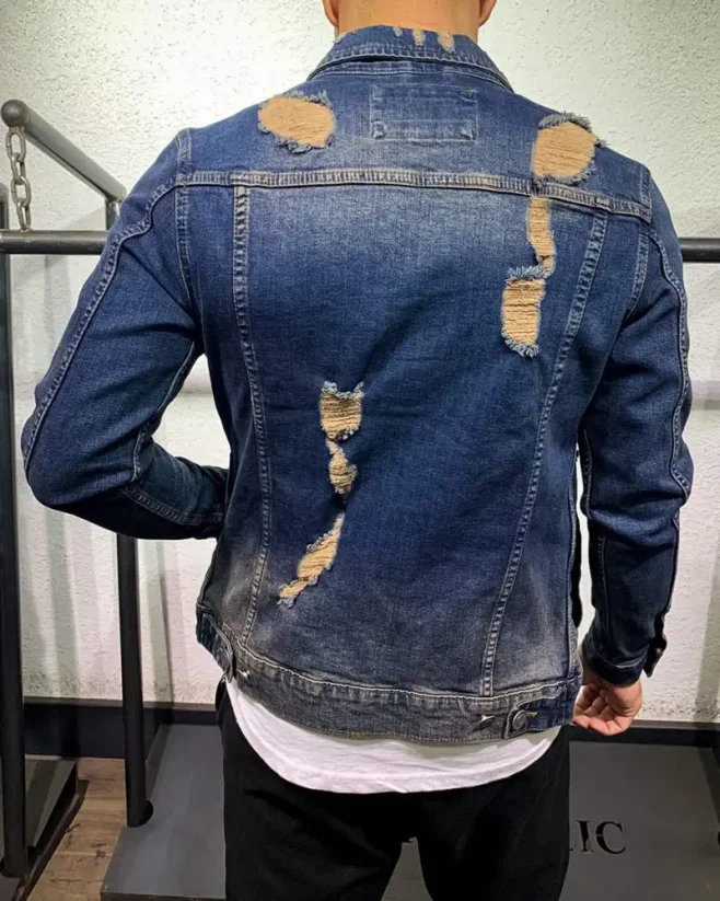 Torn men's denim jacket dark blue DR Feeling