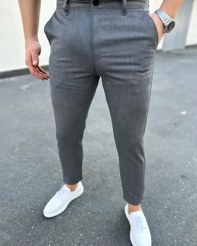 Pánské elegantní SKINNY kalhoty grafitové DJP56 - Velikost: 40