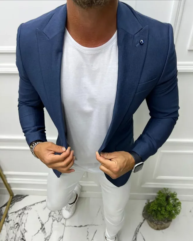 Elegant men's jacket HQ080 blue