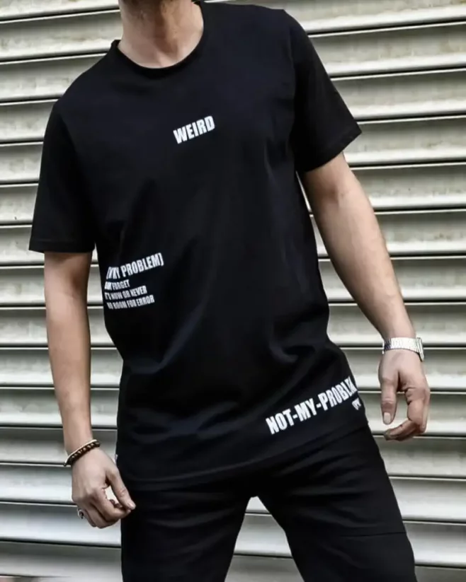 Black men's t-shirt OT SS Weird - Size: M