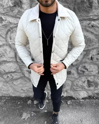Elegant men's transitional jacket white DJP90