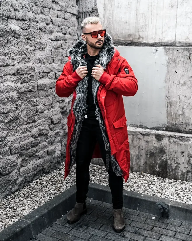 Pánská zimní bunda červená OJ Stranger - Velikost: XL