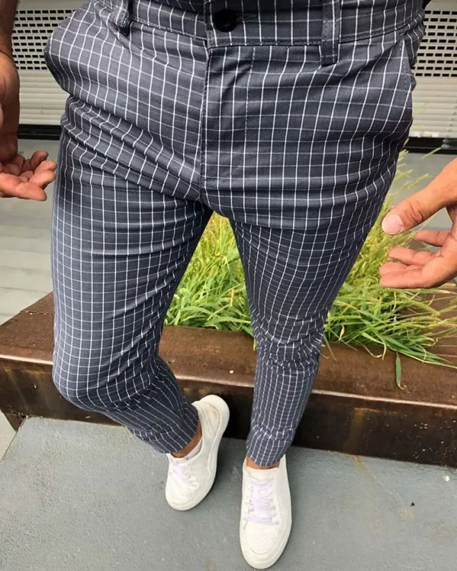 Elegantné pánske nohavice sivé DJP57 - Veľkosť: 31