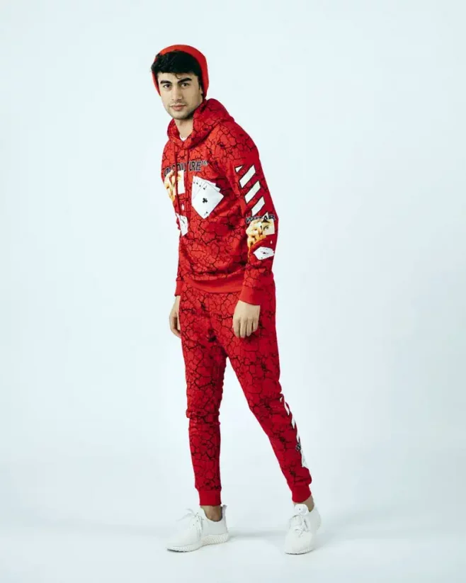 Red men's tracksuit set OX Cards - Size: M