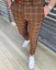 Luxusní pánské kárované kalhoty hnědé DJPE01 Exclusive