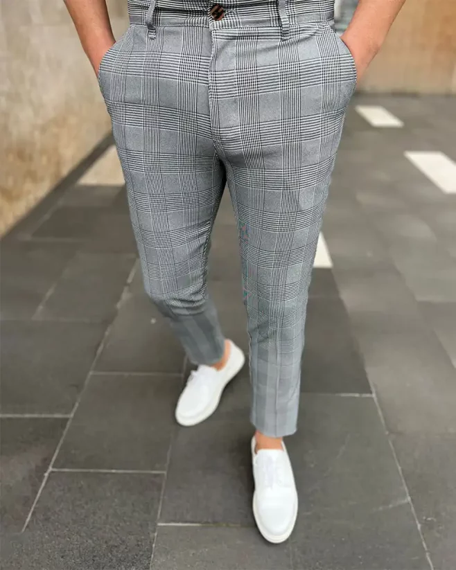 Sivé pánske elegantné nohavice DJP58
