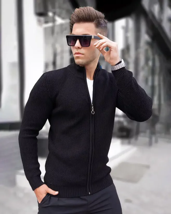 Black men's zipper sweater MX Pass
